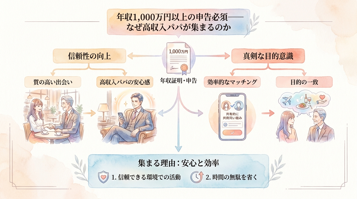 年収1,000万円以上の申告必須——なぜ高収入パパが集まるのか